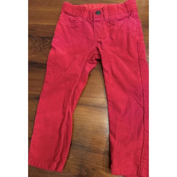 H&M Kids 2T Slim Fit Adjustable Waist Red Corduroy Pants Pockets 100% Cotton - Picture 3 of 5
